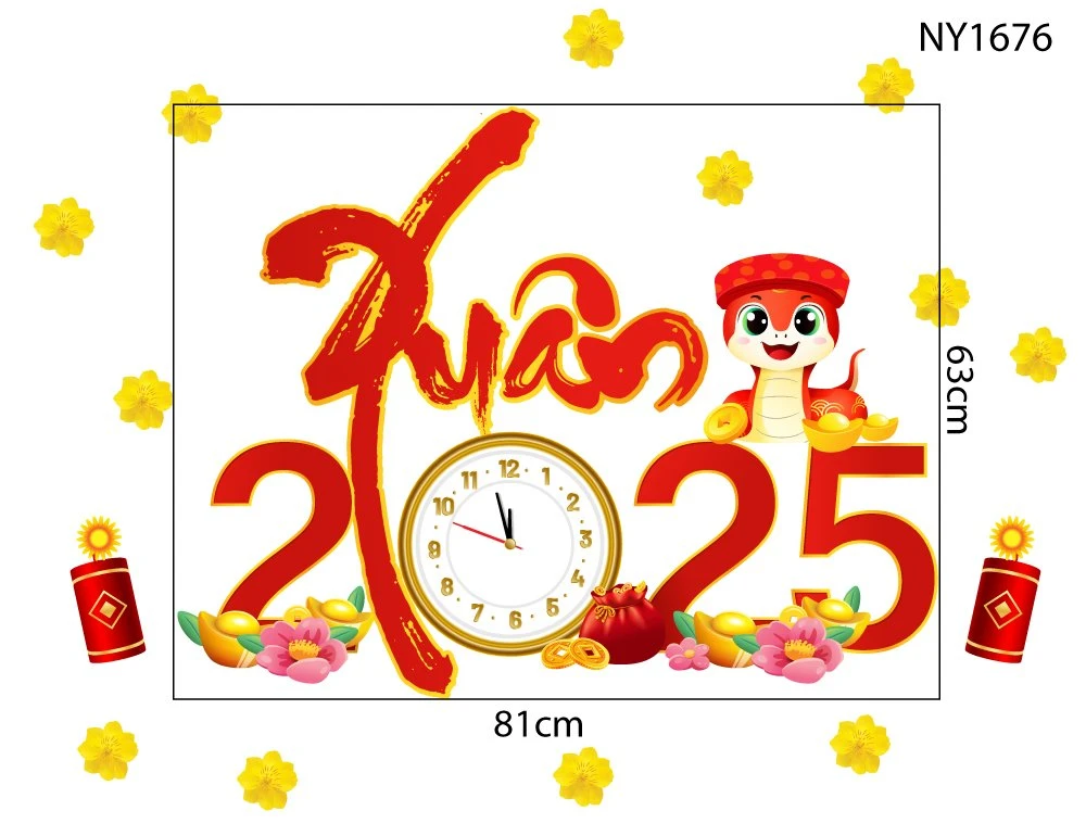 Decal Trang Trí Tết thời khắc đón giao thừa