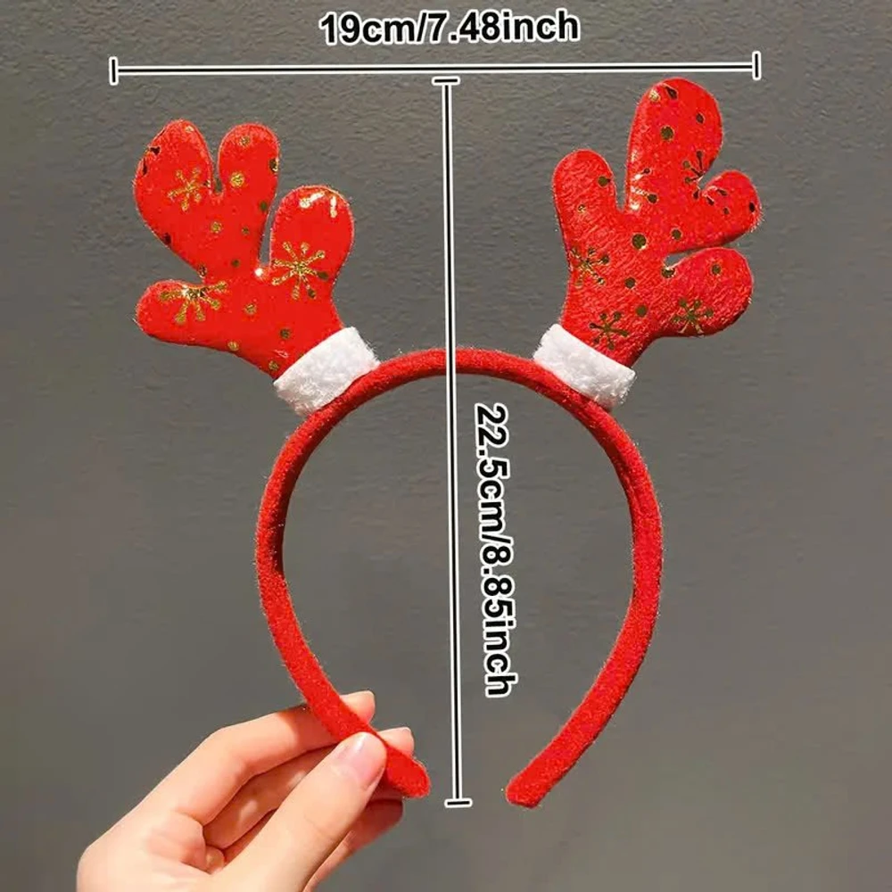 Băng đô noel tuần lộc đỏ và hoa tuyết vàng