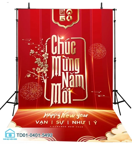 Tranh Vải Treo Tường Trang Trí Tết Chúc Mừng Năm Mới Mai Vàng Khoe Sắc