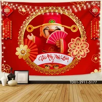 Tranh Vải Treo Tường Trang Trí Tết Chúc Mừng Năm Mới Thần Tài Đón Xuân