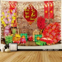 Tranh Vải Treo Tường Trang Trí Tết Tiểu Cảnh Xuân Đất Việt Tết Quê Hương