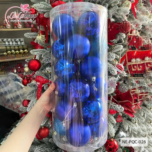 Hộp 24 quả châu 8cm 3 loại châu trang trí noel