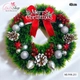 Vòng nguyệt quế Merry Christmas Nơ Đỏ Kèm Quả Thông Trang Trí Noel