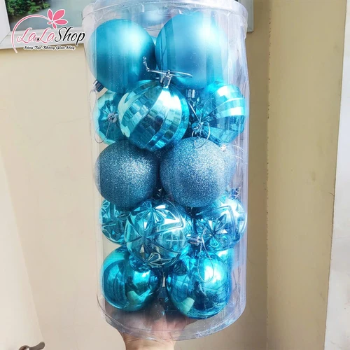 Hộp 20 quả châu 8cm họa tiết đủ loại nhiều màu trang trí noel