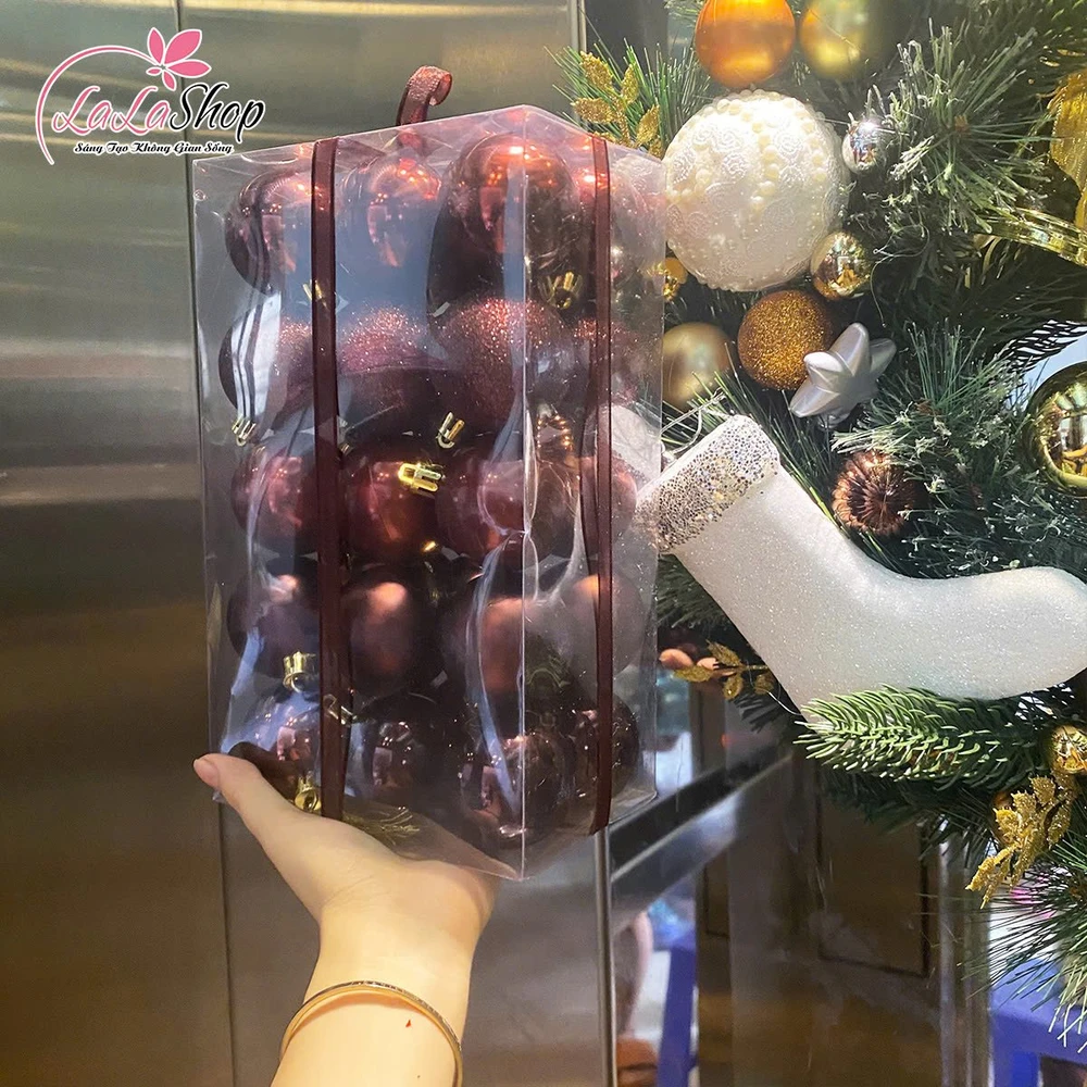 Hộp 30 Quả Châu Màu Nây 5cm Treo Trang Trí Noel