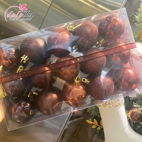 Hộp 30 Quả Châu Màu Nâu 5cm Treo Trang Trí Noel