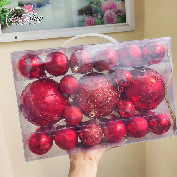Hộp châu họa tiết noel size 10cm và nhiều kích thước khác trang trí cây thông