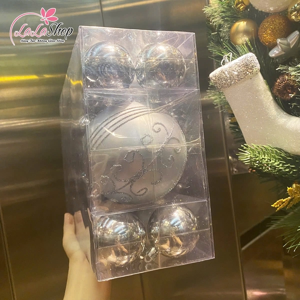 Hộp châu họa tiết noel size 10cm và nhiều kích thước khác trang trí cây thông