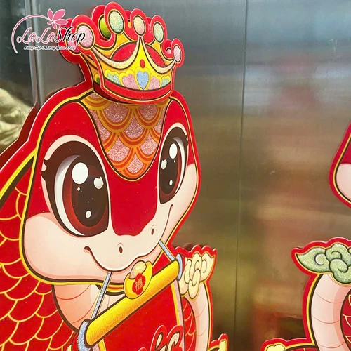 Bộ hình dán nổi hình hai chú rắn lớn chúc mừng năm mới vạn sự như ý