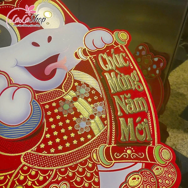 Bộ hình dán nổi hình hai chú rắn chúc mừng năm mới vạn sự như ý