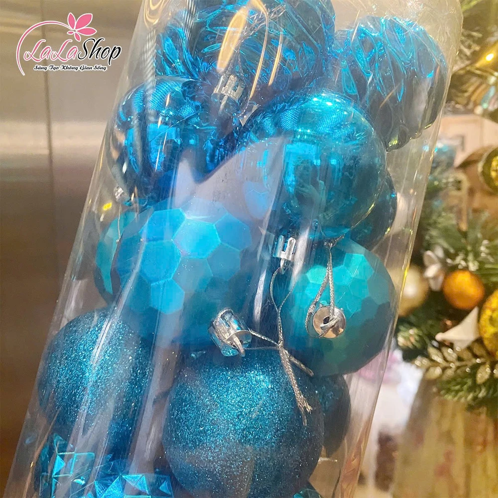 Hộp 24 Quả Châu 6cm Nhiều Họa Tiết Lung Linh Trang Trí Noel