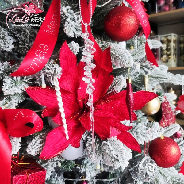 Hộp Phụ kiện treo giọt nước pha lê giáng sinh trong suốt kim tuyến (6-8 giọt nước)