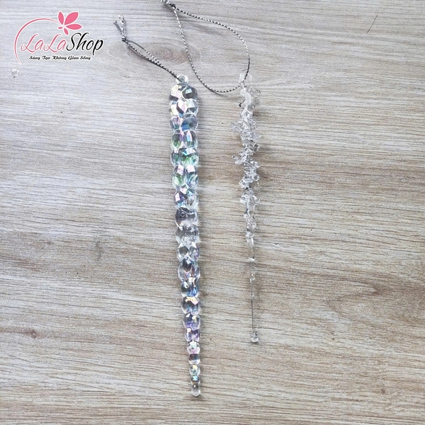 Hộp Phụ kiện treo giọt nước pha lê giáng sinh trong suốt kim tuyến (6-8 giọt nước)