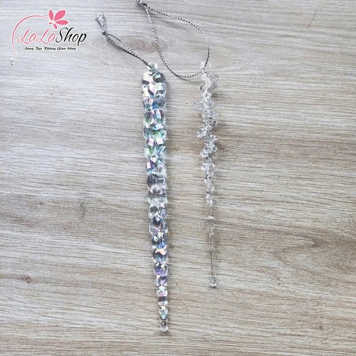 Phụ kiện treo giọt nước pha lê giáng sinh trong suốt kim tuyến