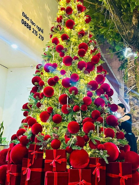 Quả Châu Nhung Đỏ Phụ Kiện Trang Trí Cây Thông Noel (1 quả)