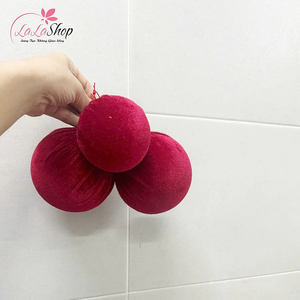Quả Châu Nhung Đỏ Phụ Kiện Trang Trí Cây Thông Noel