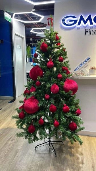 Quả Châu Nhung Đỏ Phụ Kiện Trang Trí Cây Thông Noel (1 quả)