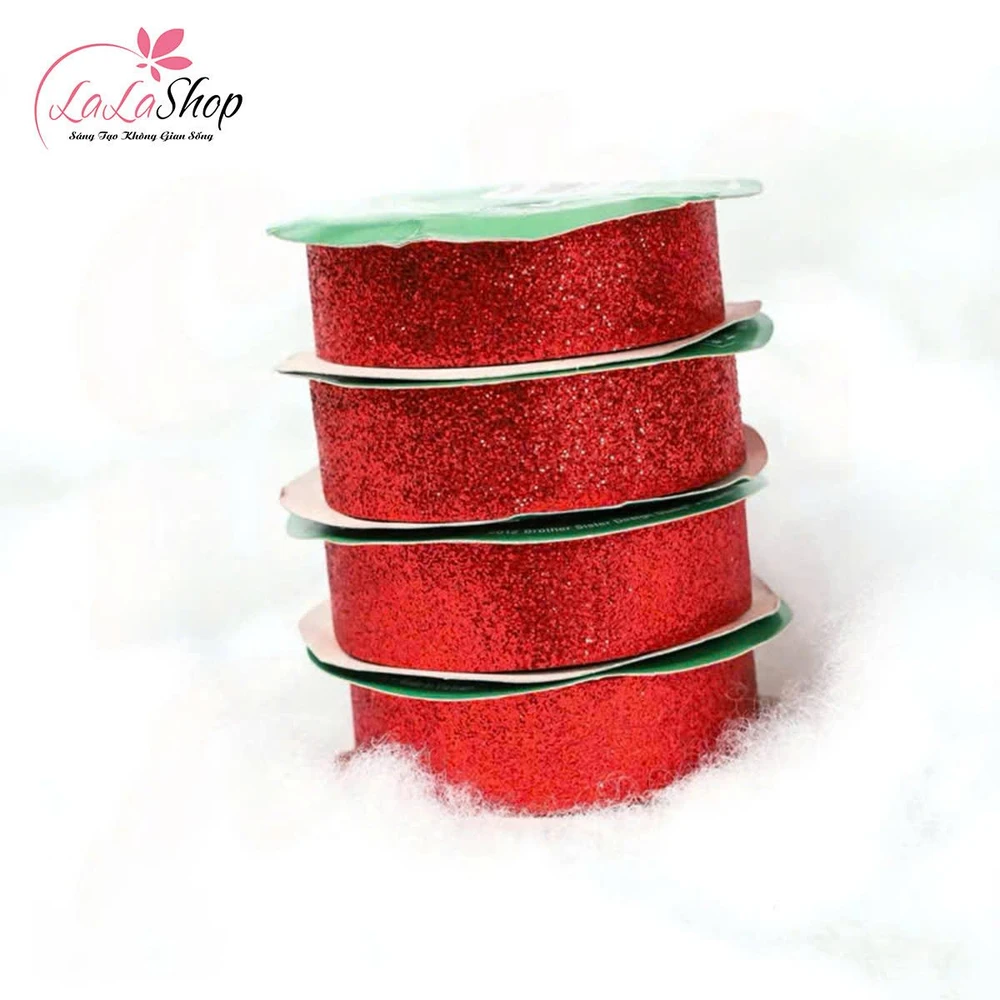 Cuộn ruy băng kim tuyến 9m trang trí cây thông noel