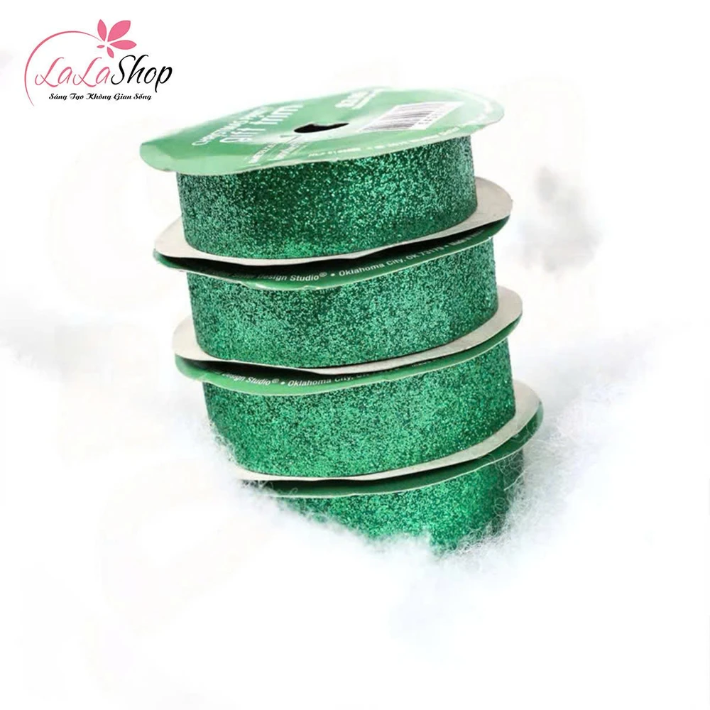 Cuộn ruy băng kim tuyến 9m trang trí cây thông noel