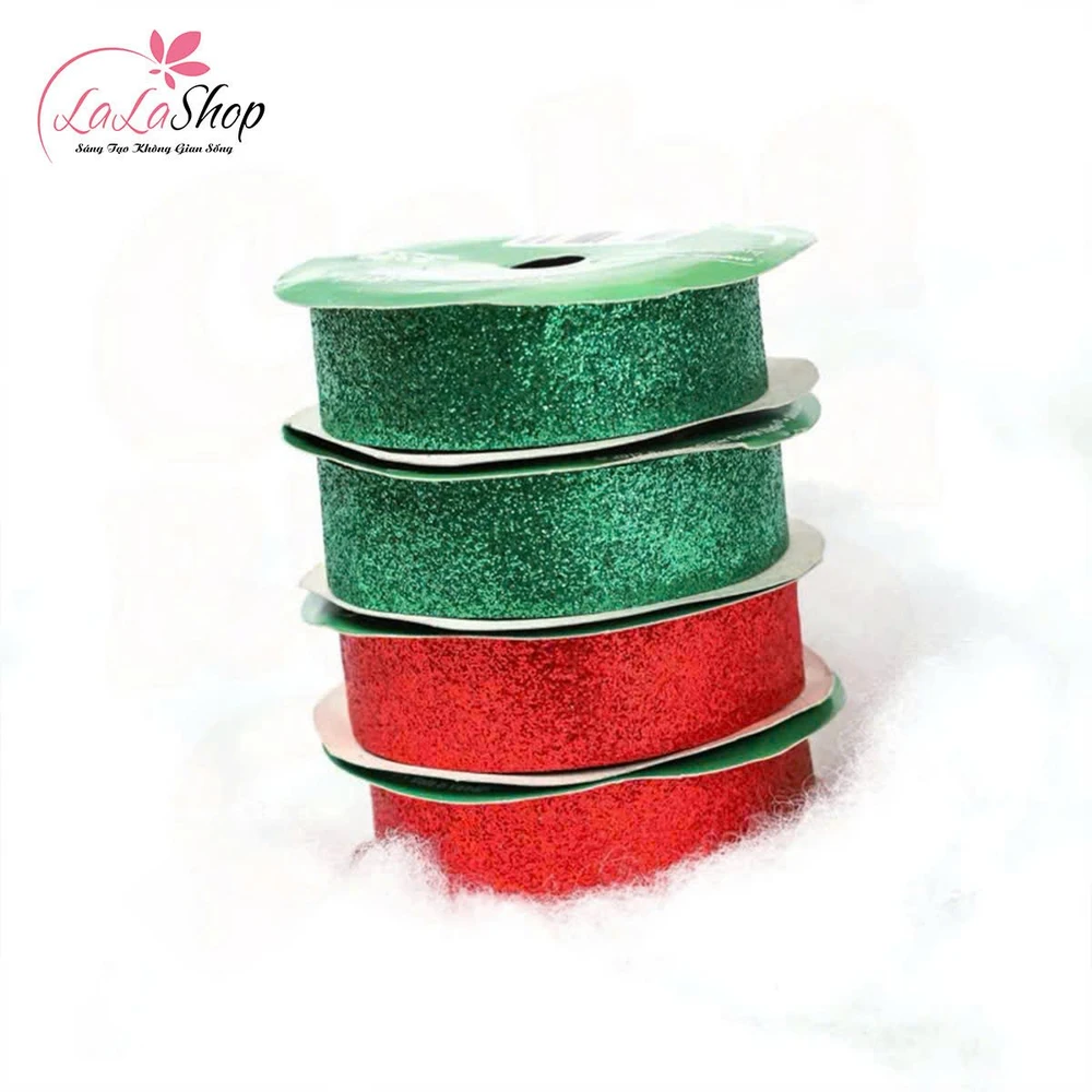 Cuộn ruy băng kim tuyến 9m trang trí cây thông noel