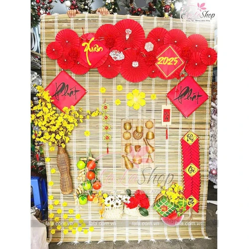 Tiểu cảnh mành tre xuân 2025 phát tài