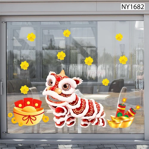 Decal Trang Trí Tết lân đón Xuân