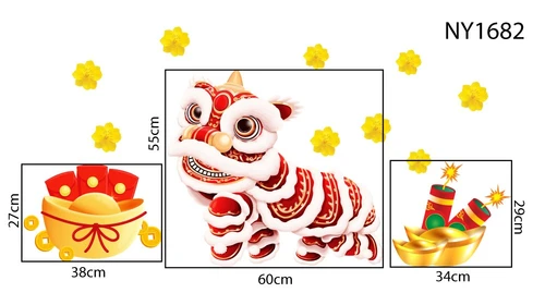 Decal Trang Trí Tết lân đón Xuân