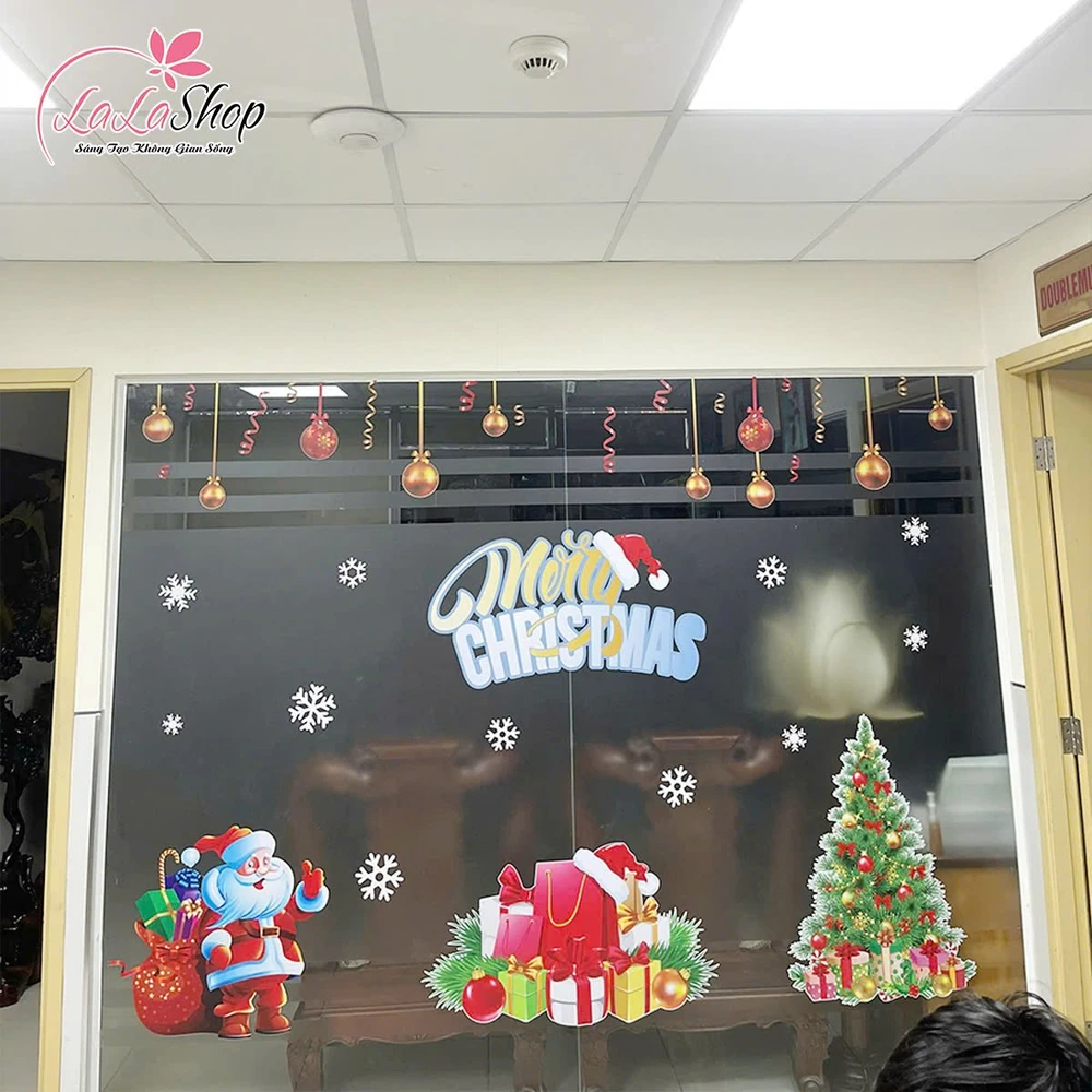 Combo decal trang trí noel ông già noel phát quà