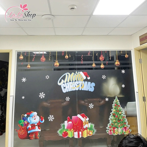 Combo decal trang trí noel ông già noel phát quà