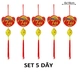 Set 5 dây lộc treo nhung đỏ hình thỏi vàng tài lộc