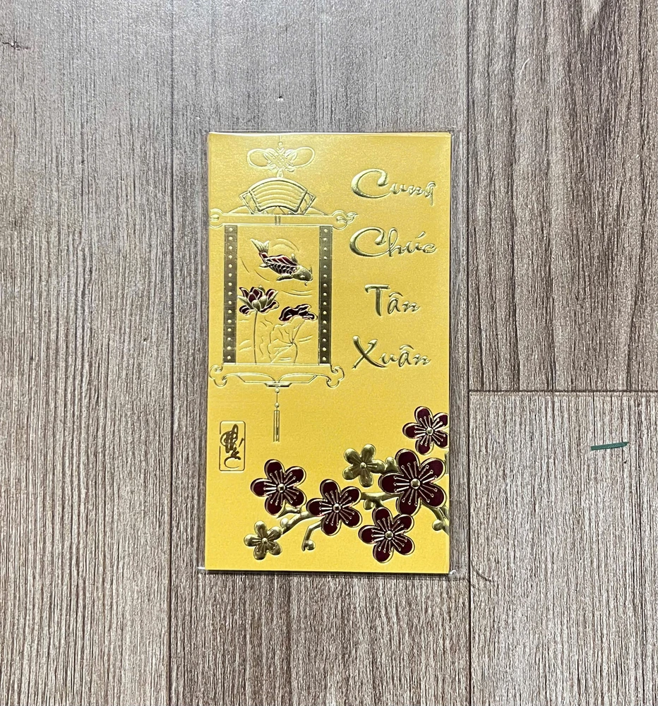 Combo 6 Bao Lì Xì In Nổi 3D Màu Vàng Hoa Sen Và Cá Chép Cung Chúc Tân Xuân