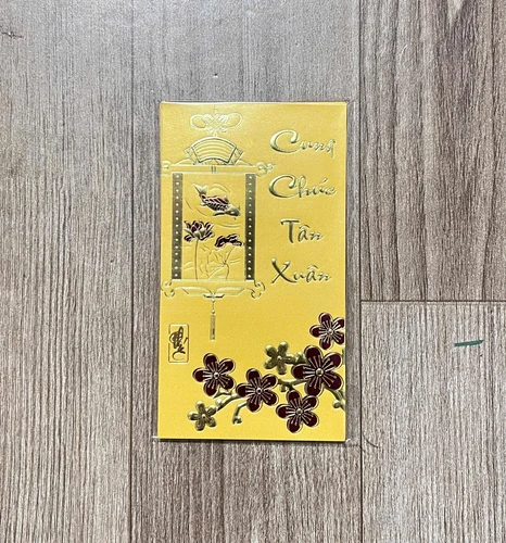 Combo 6 Bao Lì Xì In Nổi 3D Màu Vàng Hoa Sen Và Cá Chép Cung Chúc Tân Xuân