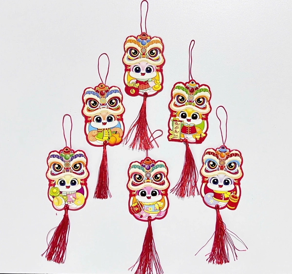 Set 6 Lộc Treo Ất Tỵ Múa Lân Mừng Xuân Trang Trí Ngày Tết