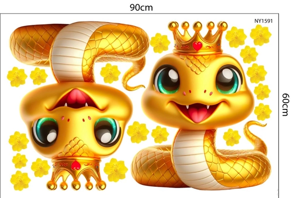 Combo Decal Trang Trí Tết Ất Tỵ thần tài gõ cửa rước lộc vào nhà