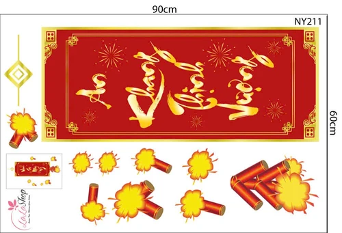 Combo Decal Trang Trí Tết Ất Tỵ an khang như ý