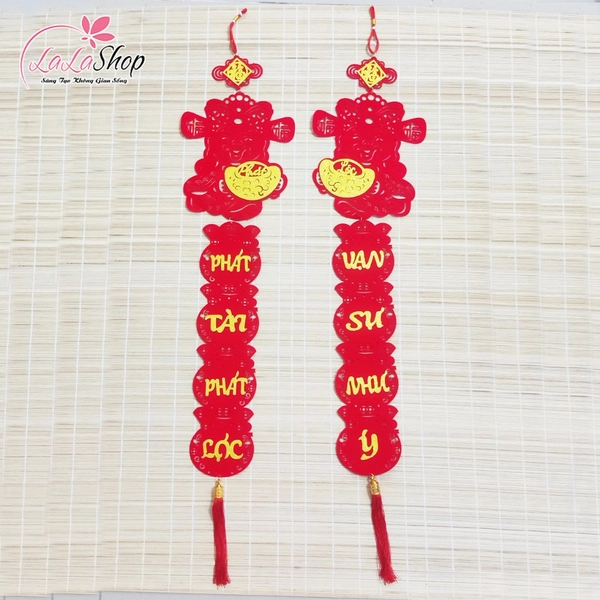 Cặp câu đối thần tài may mắn 1m15 Phát tài phát lộc - Vạn sự như ý