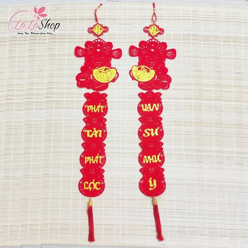 Cặp câu đối thần tài may mắn 1m15 Phát tài phát lộc - Vạn sự như ý