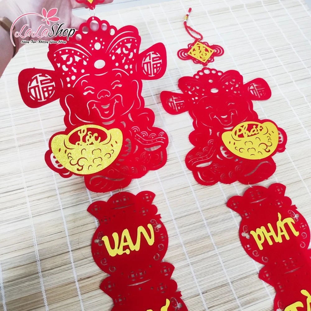 Cặp câu đối thần tài may mắn 1m15 Phát tài phát lộc - Vạn sự như ý