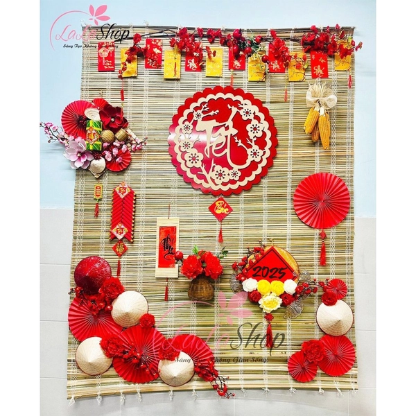 Bộ mành lớn full phụ kiện trang trí tiểu cảnh tết mẫu