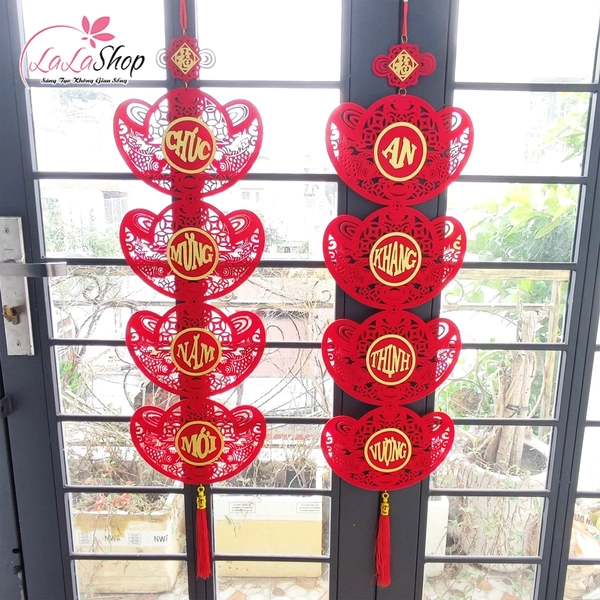 Cặp liễn câu đối thỏi vàng đỏ may mắn Chúc mừng năm mới - An Khang Thịnh Vương