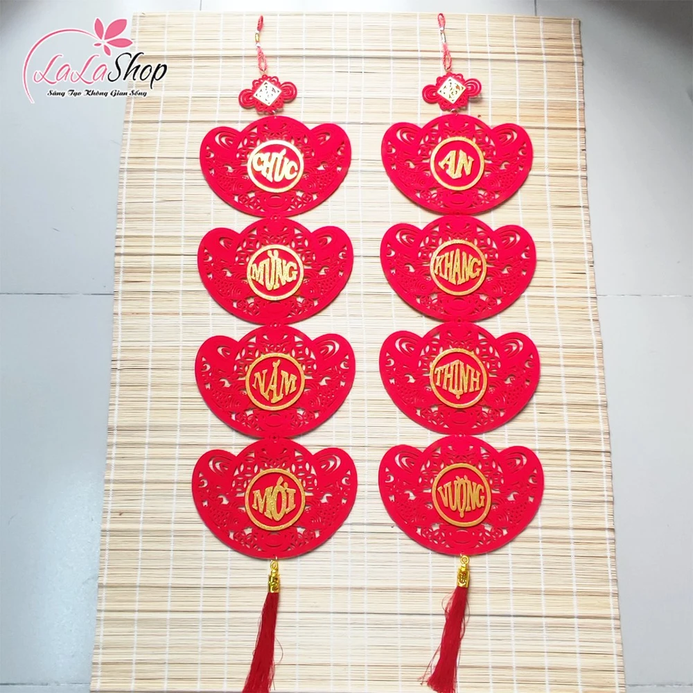 Cặp liễn câu đối thỏi vàng đỏ may mắn Chúc mừng năm mới - An Khang Thịnh Vương