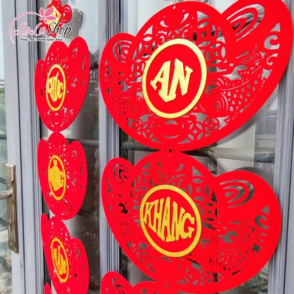 Cặp liễn câu đối thỏi vàng đỏ may mắn Chúc mừng năm mới - An Khang Thịnh Vương