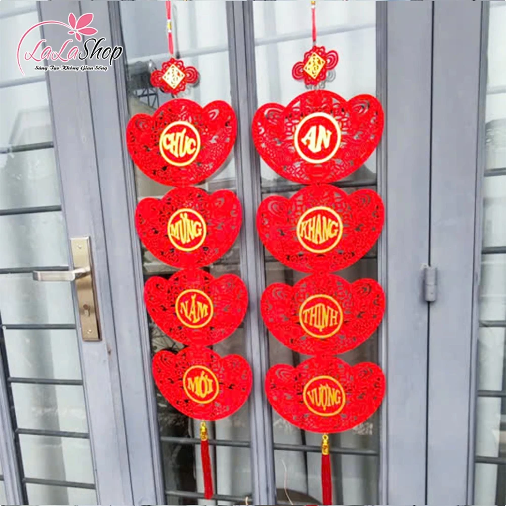 Cặp liễn câu đối thỏi vàng đỏ may mắn Chúc mừng năm mới - An Khang Thịnh Vương