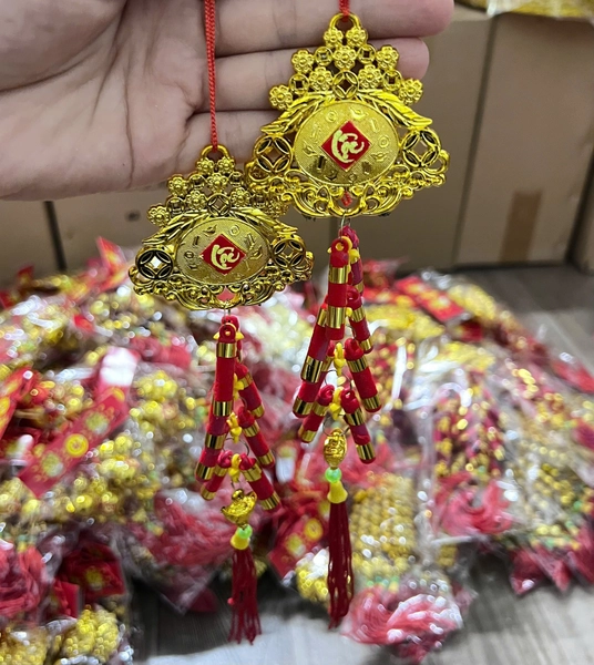 Set 5 dây lộc vàng pháo đỏ may mắn trang trí tết