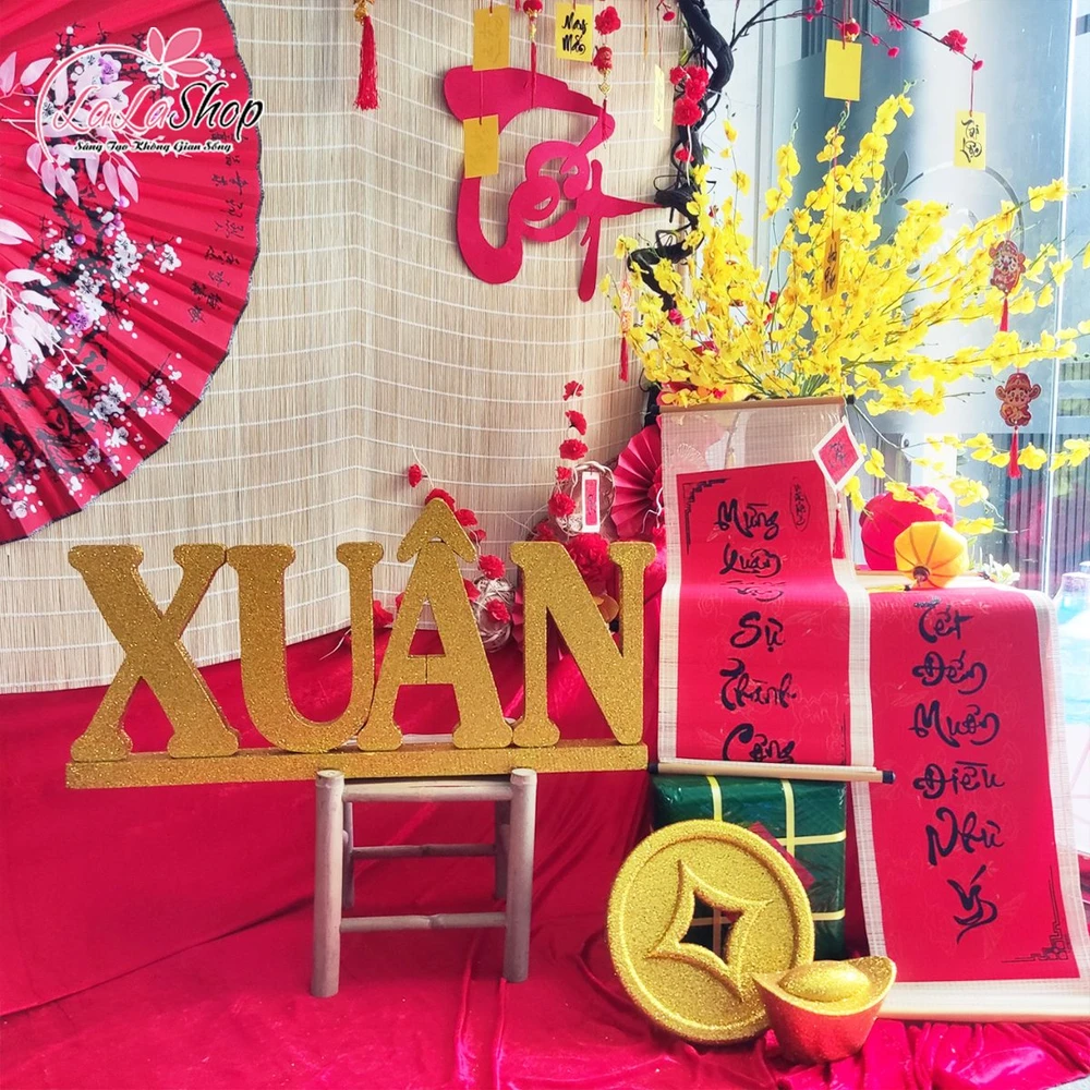 Mô Hình Chữ Xuân Trang Trí Tết Làm Tiểu Cảnh Bằng Xốp