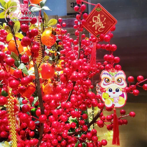 Bình hoa đào đông chúc mừng năm mới phát tài phát lộc