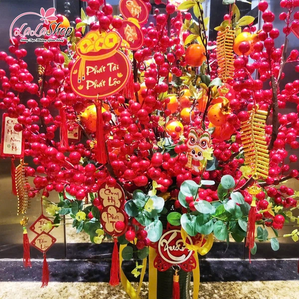 Bình hoa đào đông chúc mừng năm mới phát tài phát lộc