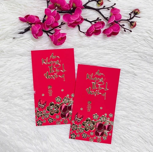 Combo 6 Bao Lì Xì In Nổi 3D Màu Đỏ An Khang Thịnh Vượng