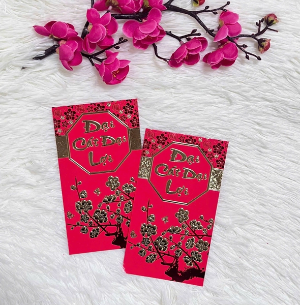 Combo 6 Bao Lì Xì In Nổi 3D Màu Đỏ Đại Cát Đại Lợi Mẫu 2