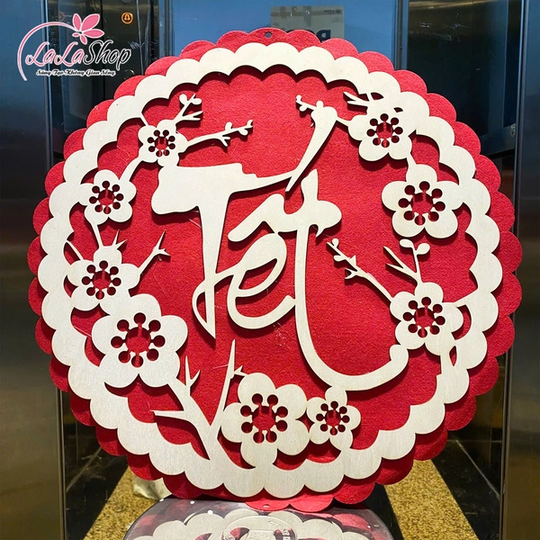 Bảng gỗ chữ tết đỏ trang trí tết